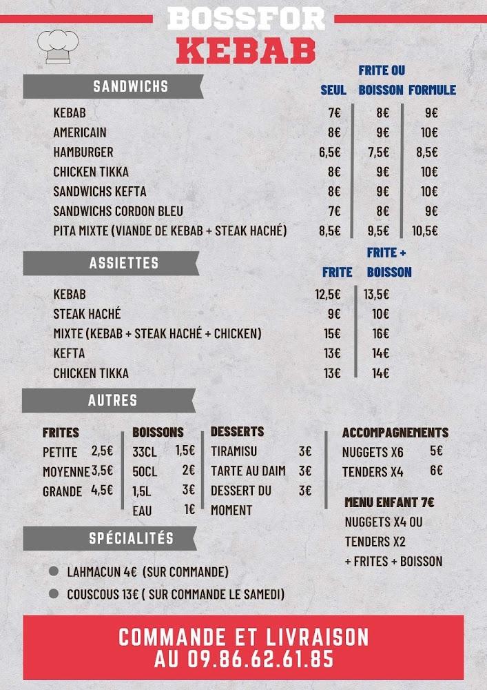 Bossfor Kebab Douvres - Menu Image 1